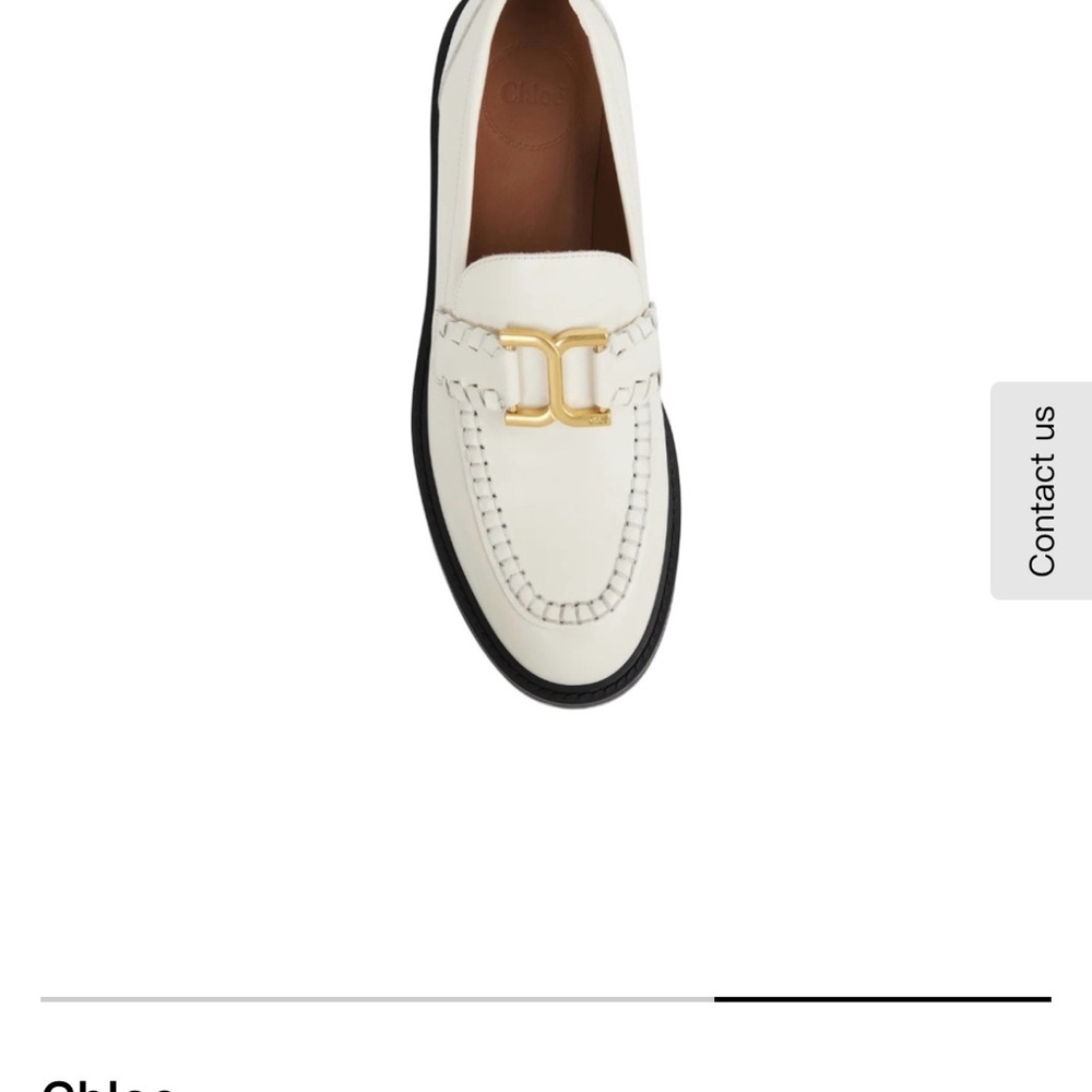 Chloé Marcie Round Toe White Loafers with Gold Buckle Size 36.5 - Picture 7 of 8